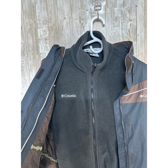 Columbia Interchange 2 In 1‎ Jacket Womens M Black Brown Removable Fleece Jacket - Picture 4 of 11